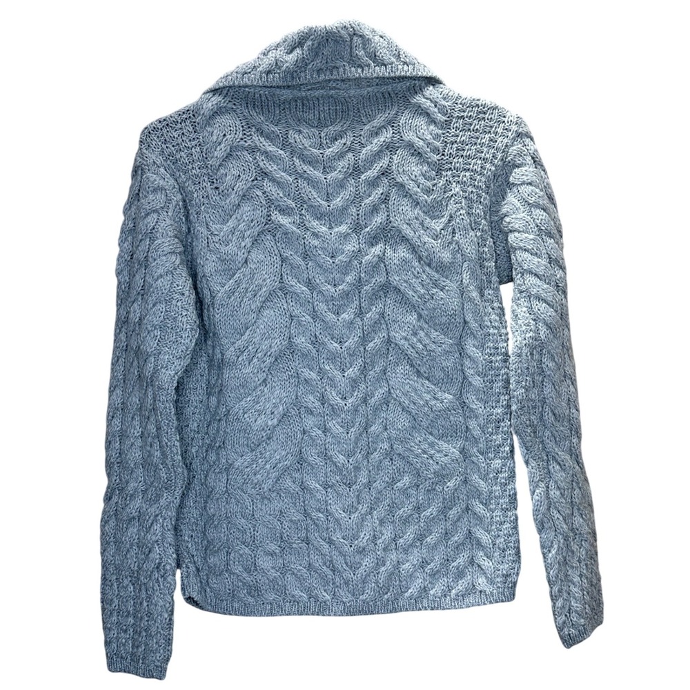 Aran Woollen Mills Super Soft Merino‎ Wool Cardigan Gray B940 XS Made in Ireland - Picture 3 of 8